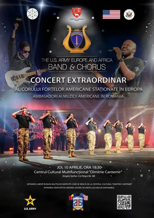 Orchestra și Corul Forțelor terestre USA staționate în Europa, concert extraordinar la Vaslui!