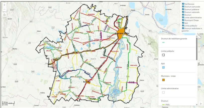 Harta interactivă a proiectelor de modernizare a infrastructurii rutiere brăilene