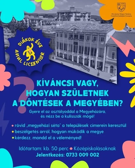 Cum se conduce un județ?Liceenii sunt invitați la Consiliul Județean Covasna