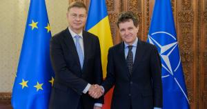 Nicușor Dan, discuție cu Valdis Dombrovskis: „România este pe drumul corect pentru reducerea deficitului. Vom face reformele necesare”