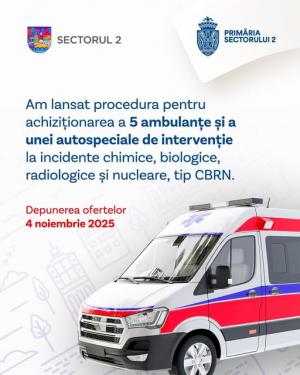 Achiziționăm 5 ambulanțe, o autospecială CBRN și un echipament de salvare în spații înguste